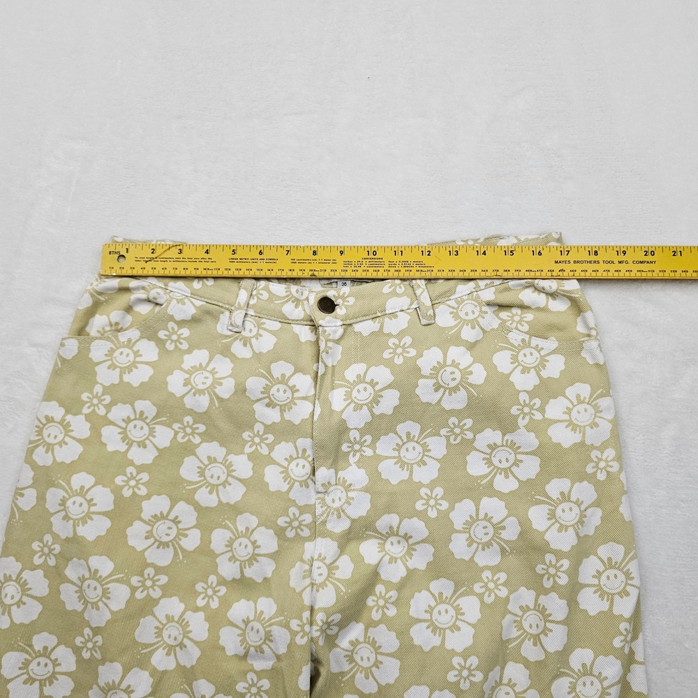 Holiday Happy Hibiscus Kokomo Pants Womens 36 Yellow Floral Smiley Wide Leg - Picture 6 of 10